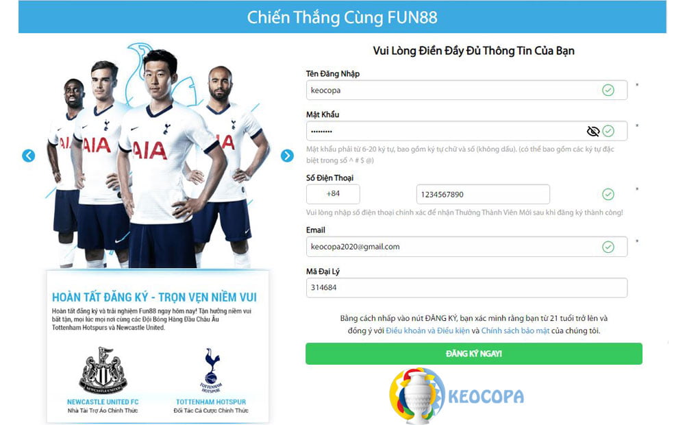 Đăng ký tài khoản FUN88 Đăng ký FUN88